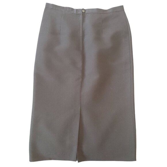 Vintage Handmade Black Pencil Skirt Midi 33 Inch Length Lined Wool Fitted - Picture 3 of 11